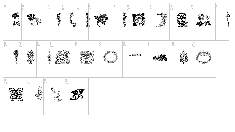 LP Flowers 1 font map