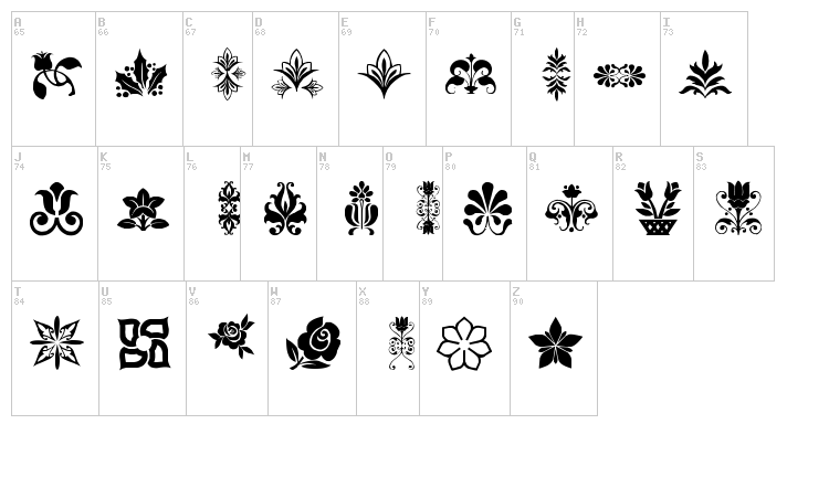 LP Flowers 2 font map