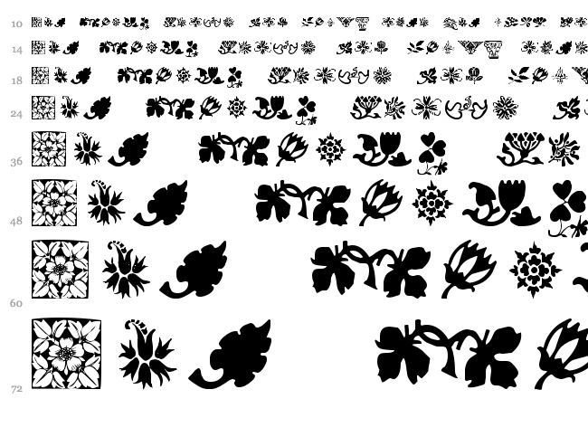 Printer's Ornaments One font waterfall
