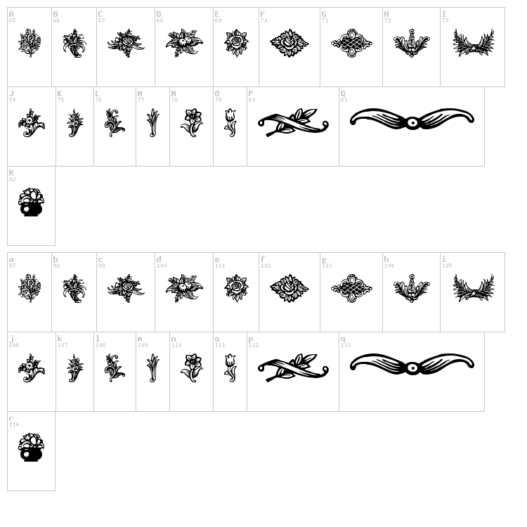 Schluss Vignetten font map