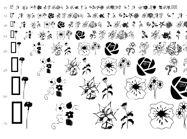 WM Flowers font waterfall