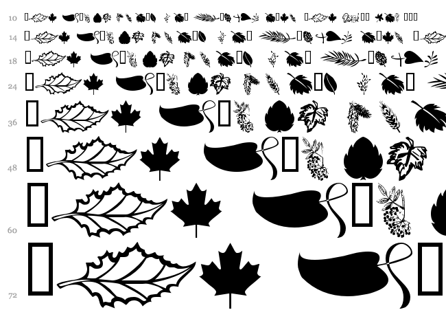 WM Leaves 1 font waterfall