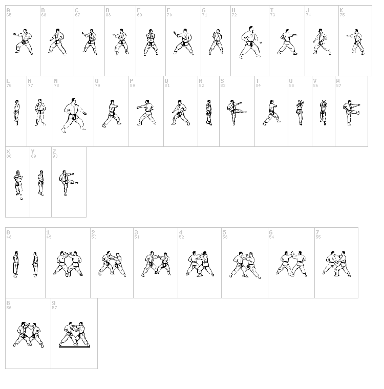 Atewaza font map