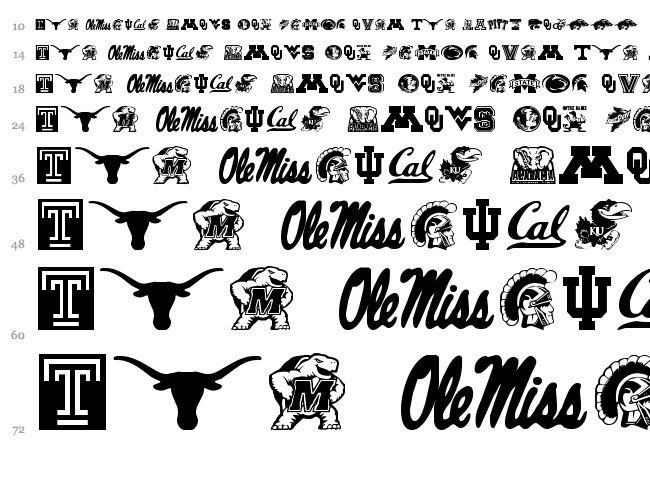 College Collage font waterfall
