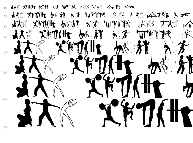 Fitness Silhouettes font waterfall