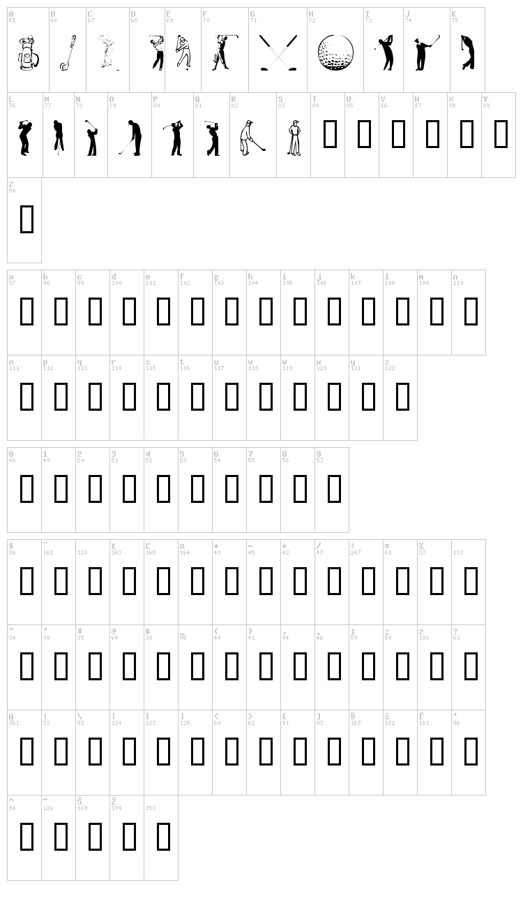 Hole in One font map
