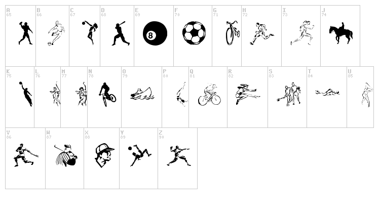 LP Sports 2 font map