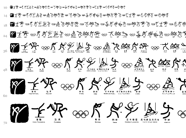 Olympic Beijing Picto font waterfall
