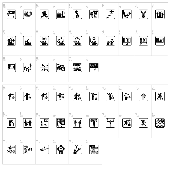 Olympukes font map