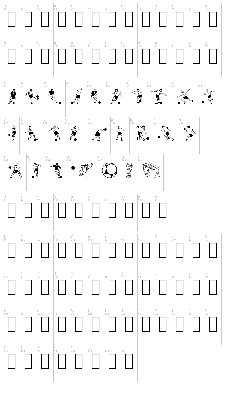 Soccer Dance font map