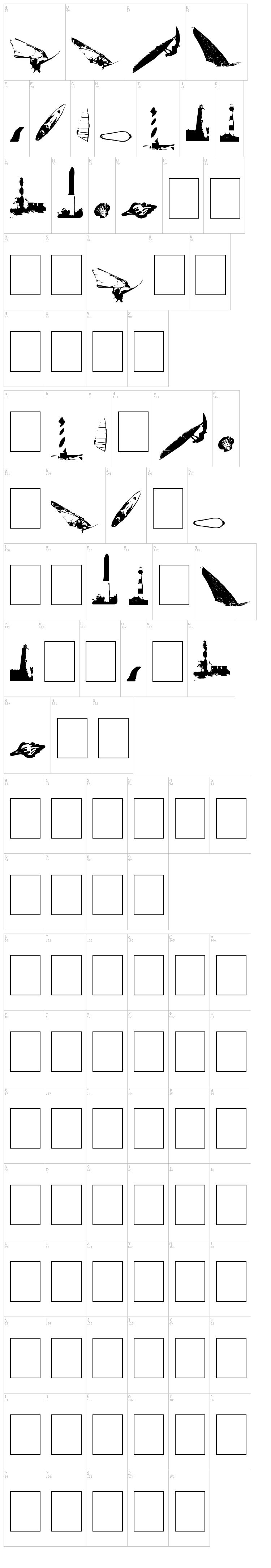 Surf Bat font map