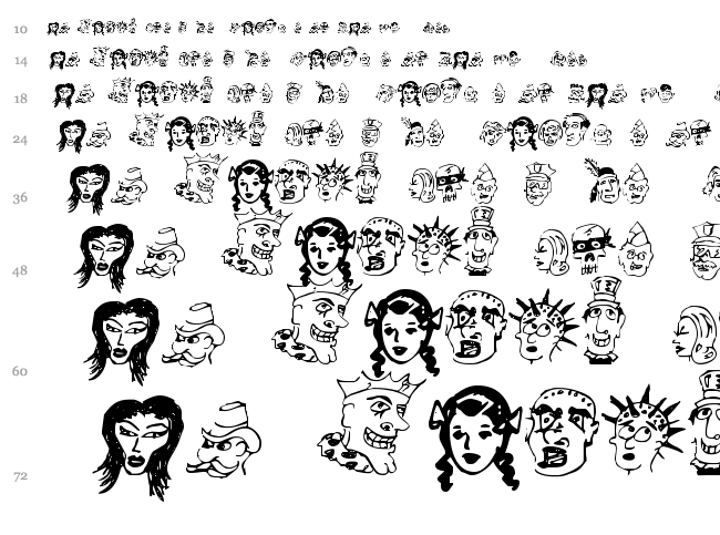 21 Heads font waterfall