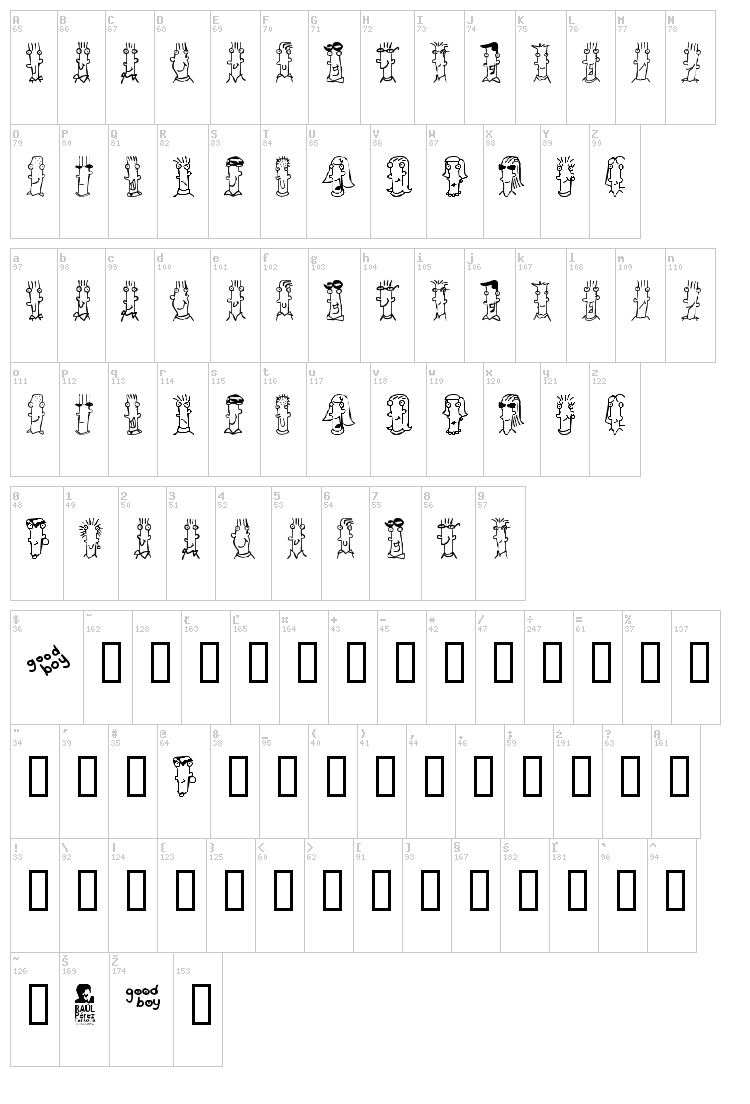 Buen Chico font map