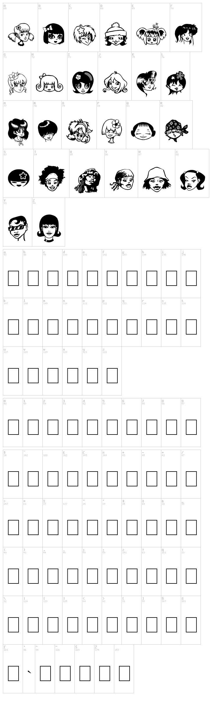 Egirlz font map