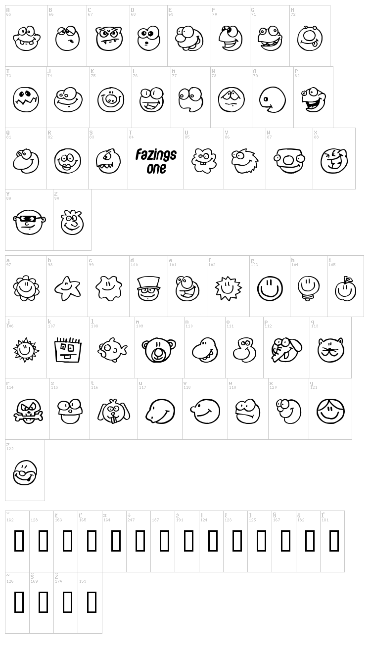 Fazings One font map