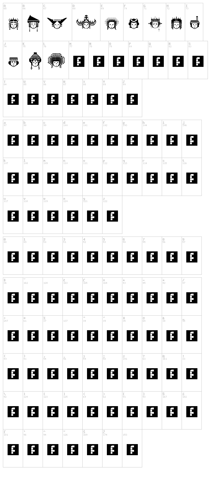 Indonesian Woman font map