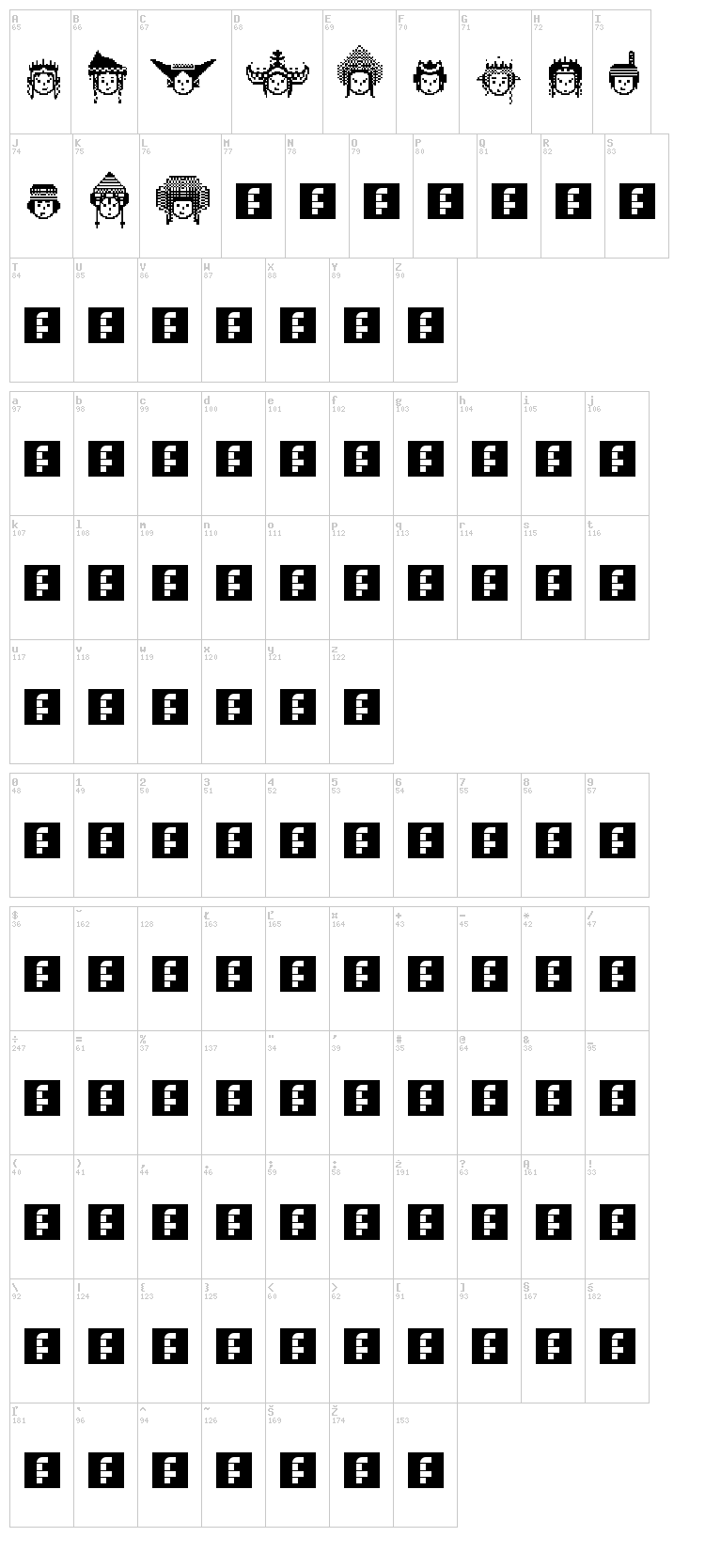 Indonesian Woman font map