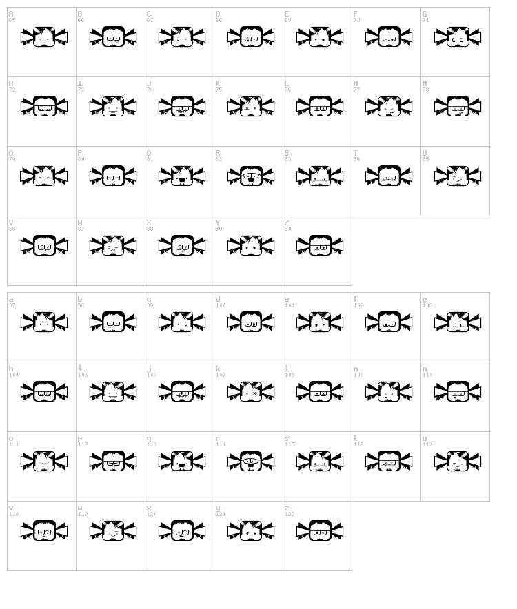 Negobom font map