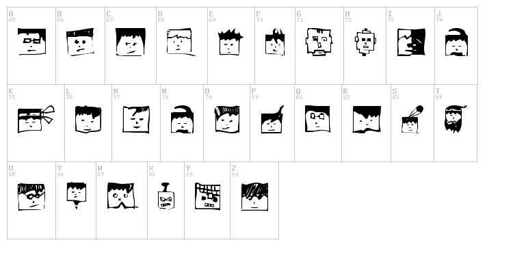 Pixelhead Handemadebeta font map