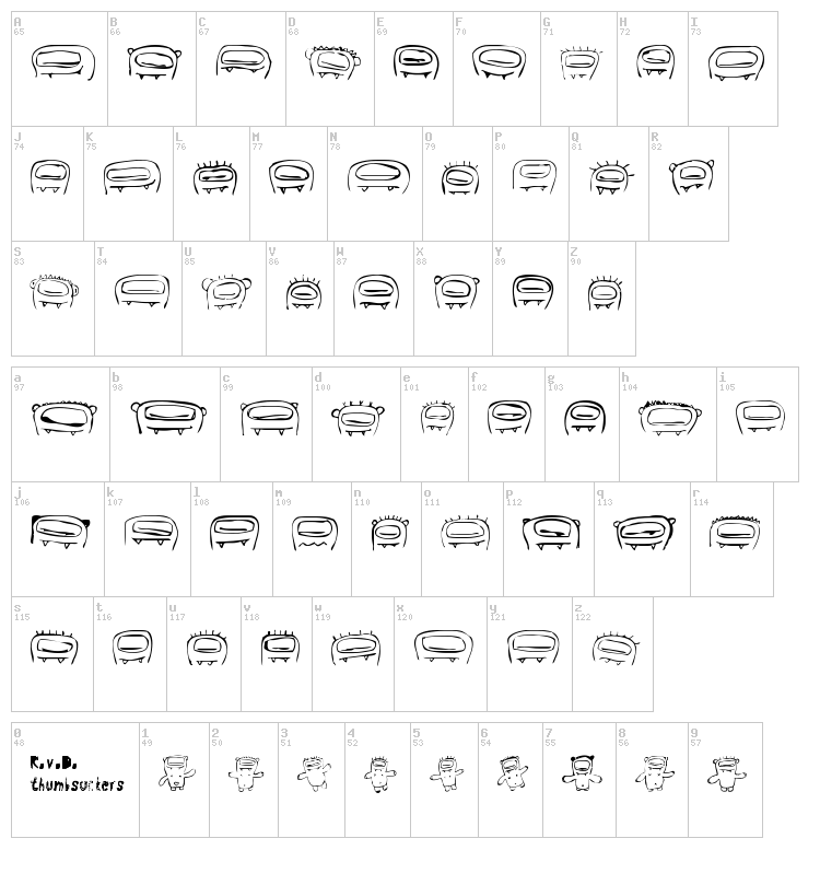 RvD Thumbsuckers font map