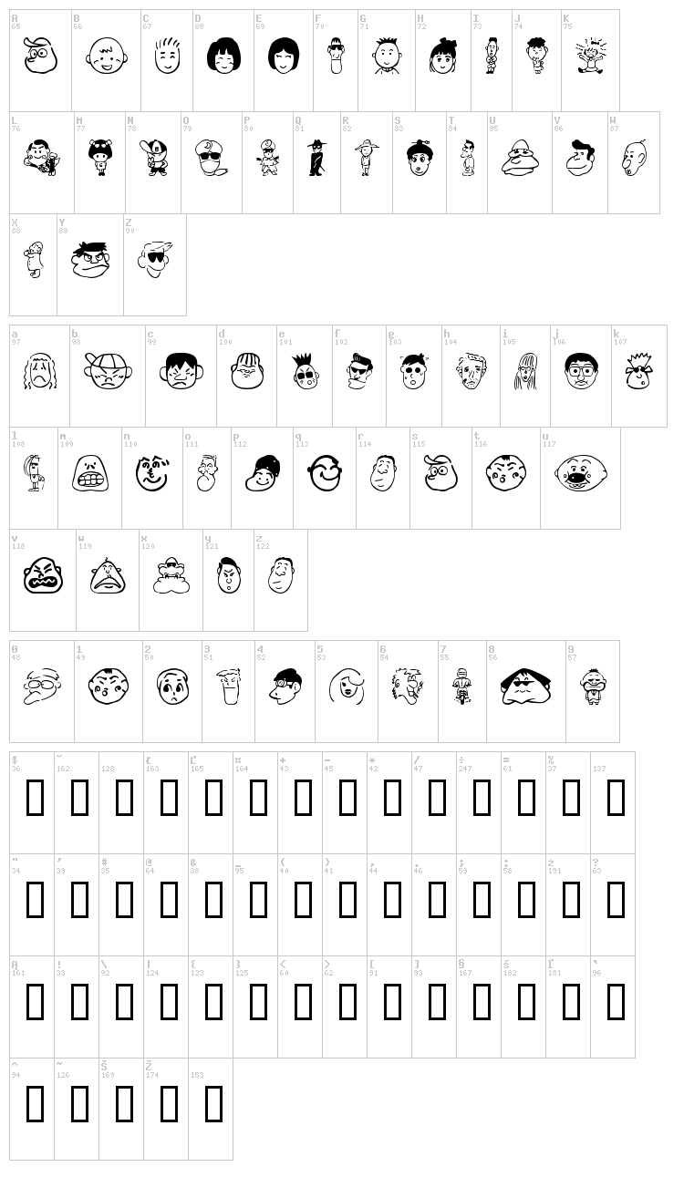 Sakabe People 01 font map