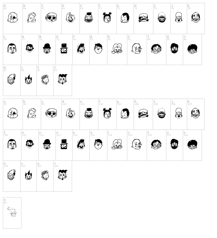Sick Crew font map
