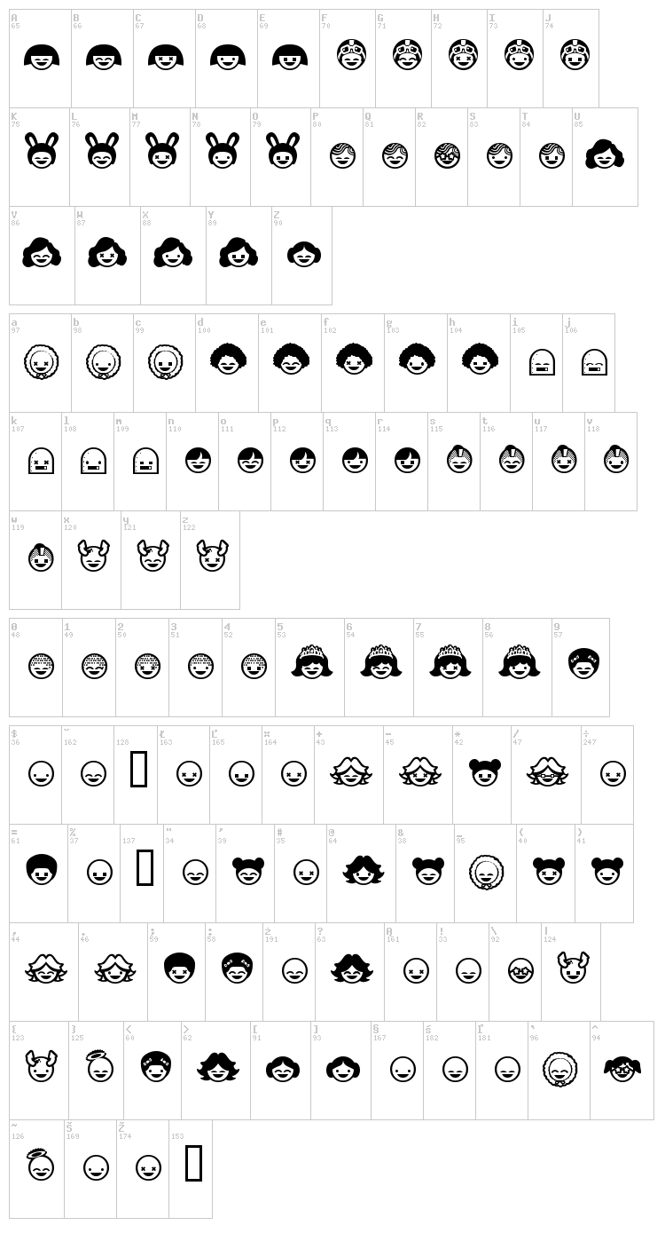 SkiPop font map