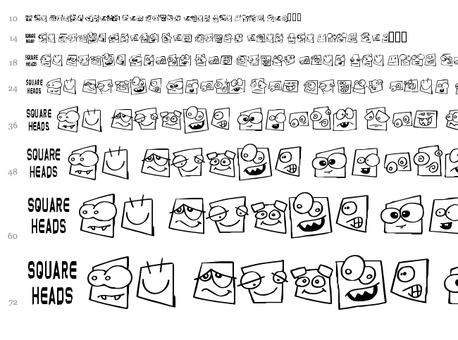 Squareheads font waterfall