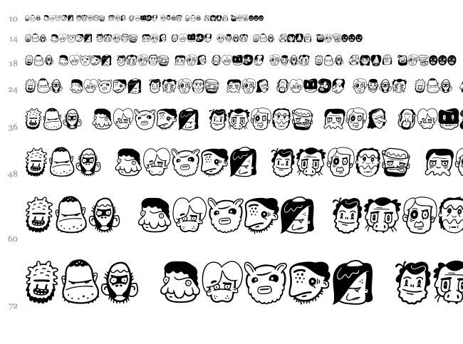 The Freaky Face 2 font waterfall