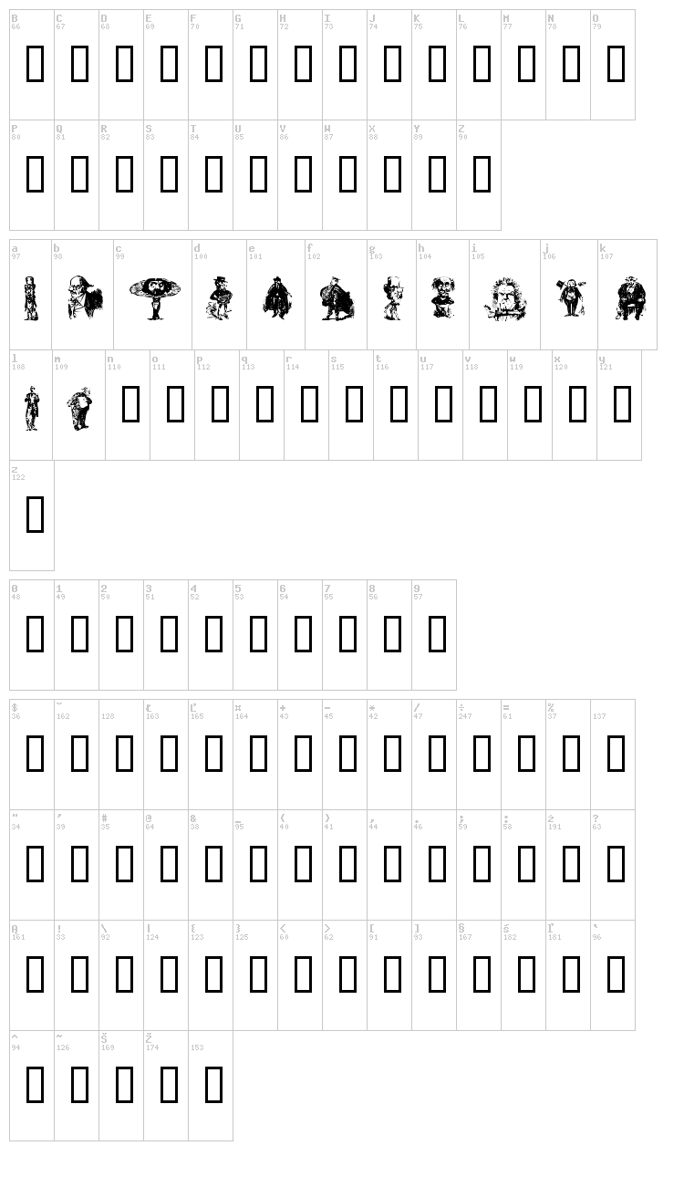 Unca Pale 1 font map