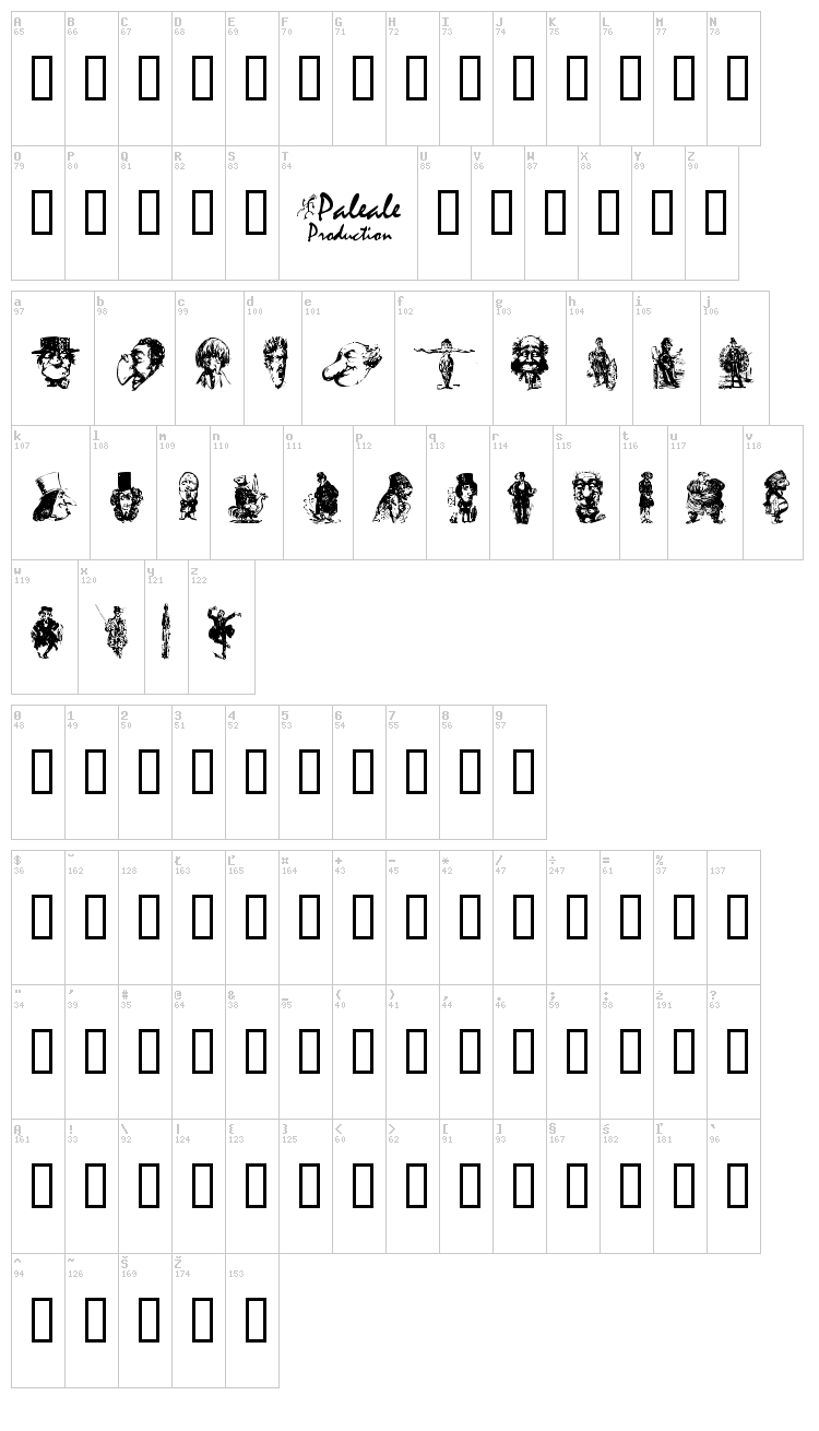 Unca Pale 1 font map