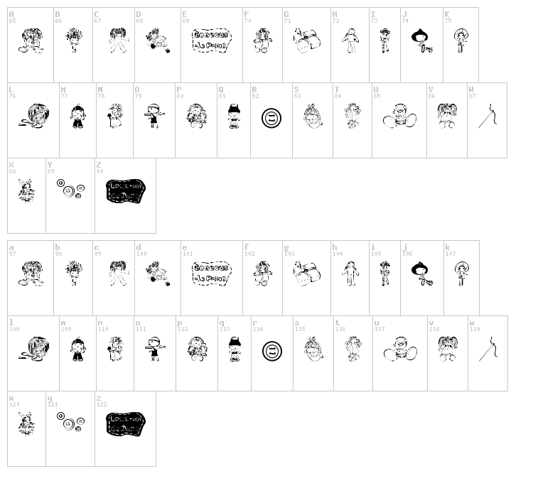 BonecaS de Pano font map