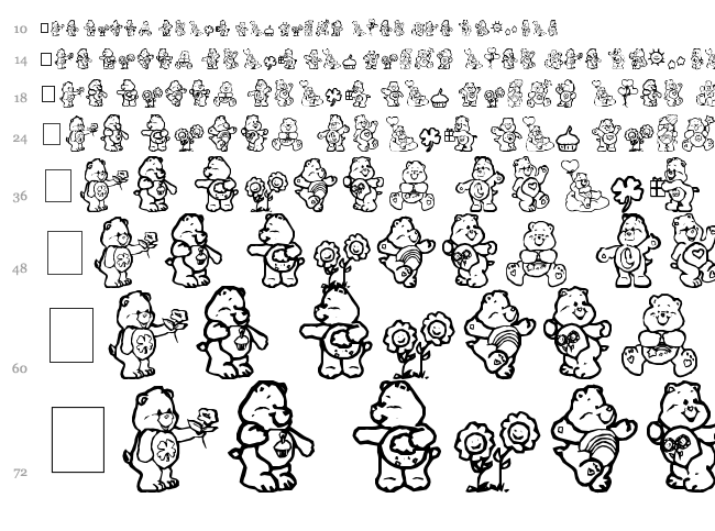 Care Bears font waterfall