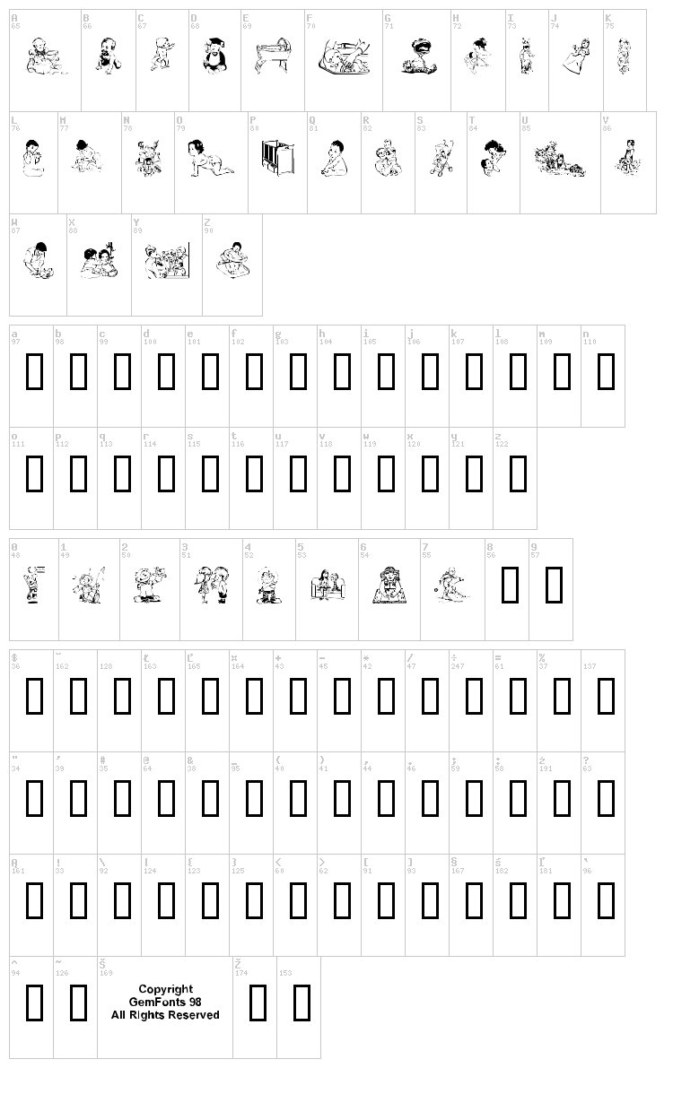 Chyld font map