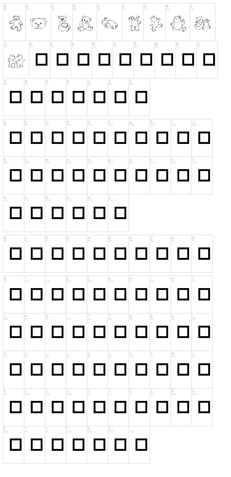 Destiny's Teddy Dings font map