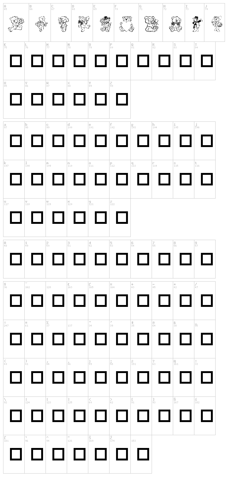 Destiny's Teddy Dings font map