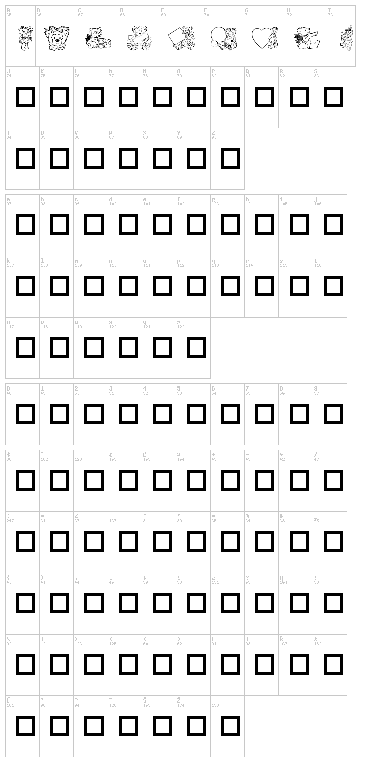 Destiny's Teddy Dings font map