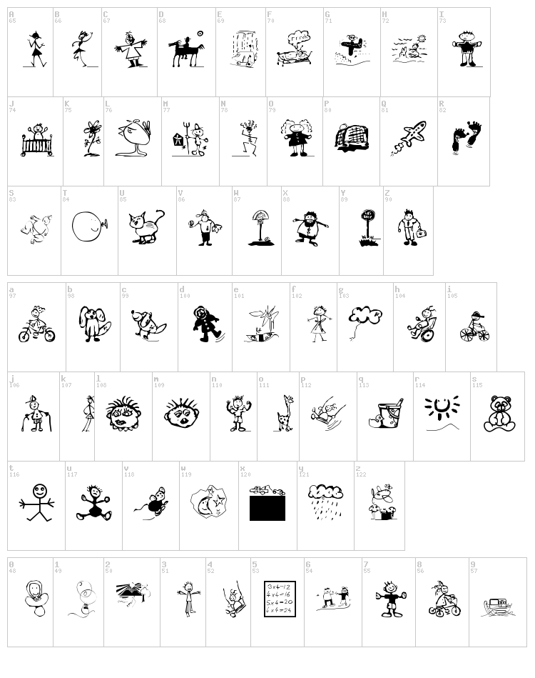 For Kids font map