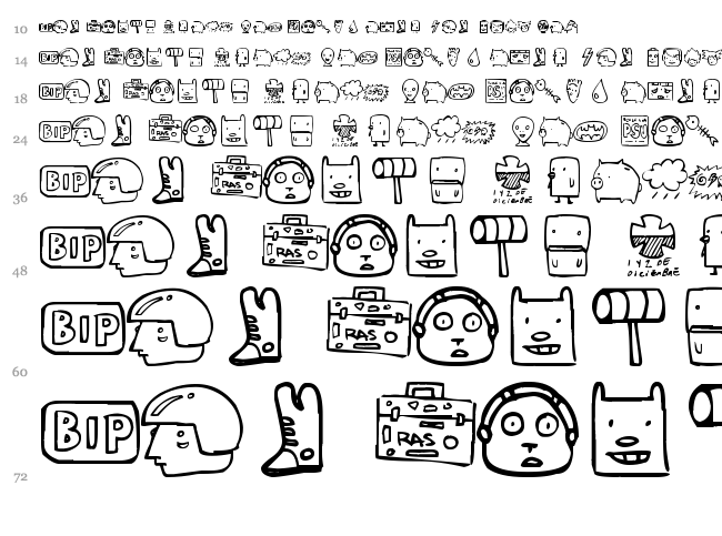 Freaky font waterfall