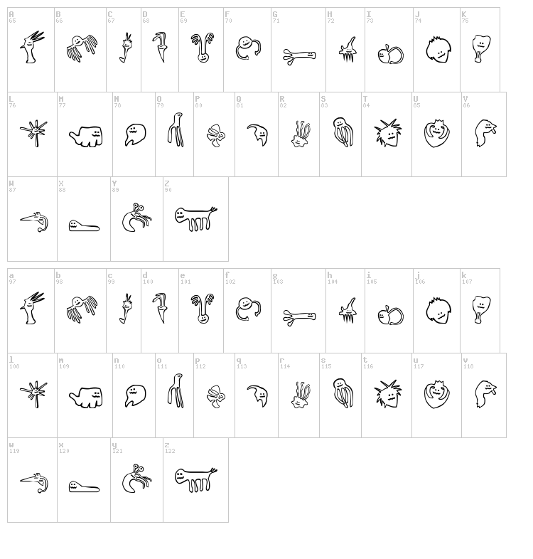 Happy Offsprings of Plankton font map