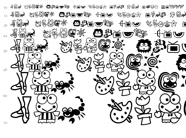 Keroppi font waterfall