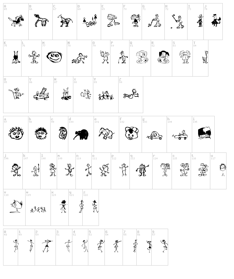 Kids Drawings font map