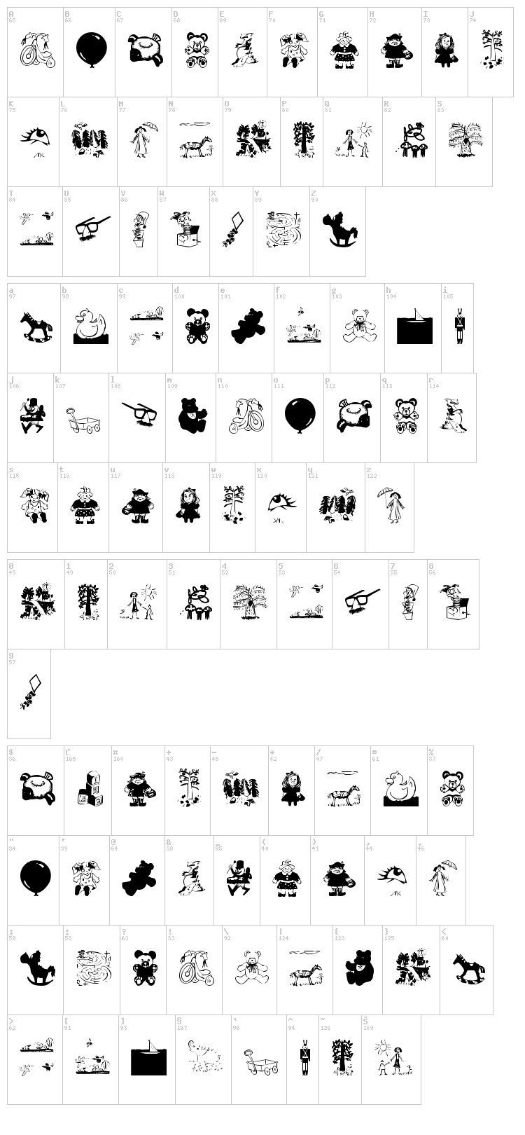 Kids Stuff font map