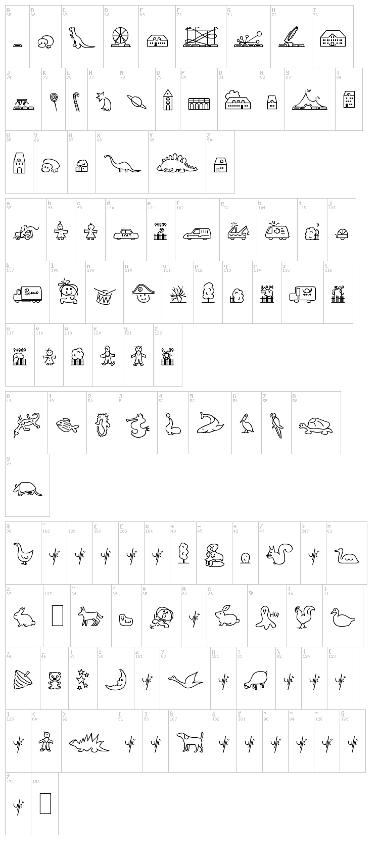 Lokinder Dingsbums font map