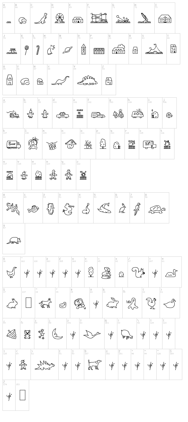 Lokinder Dingsbums font map