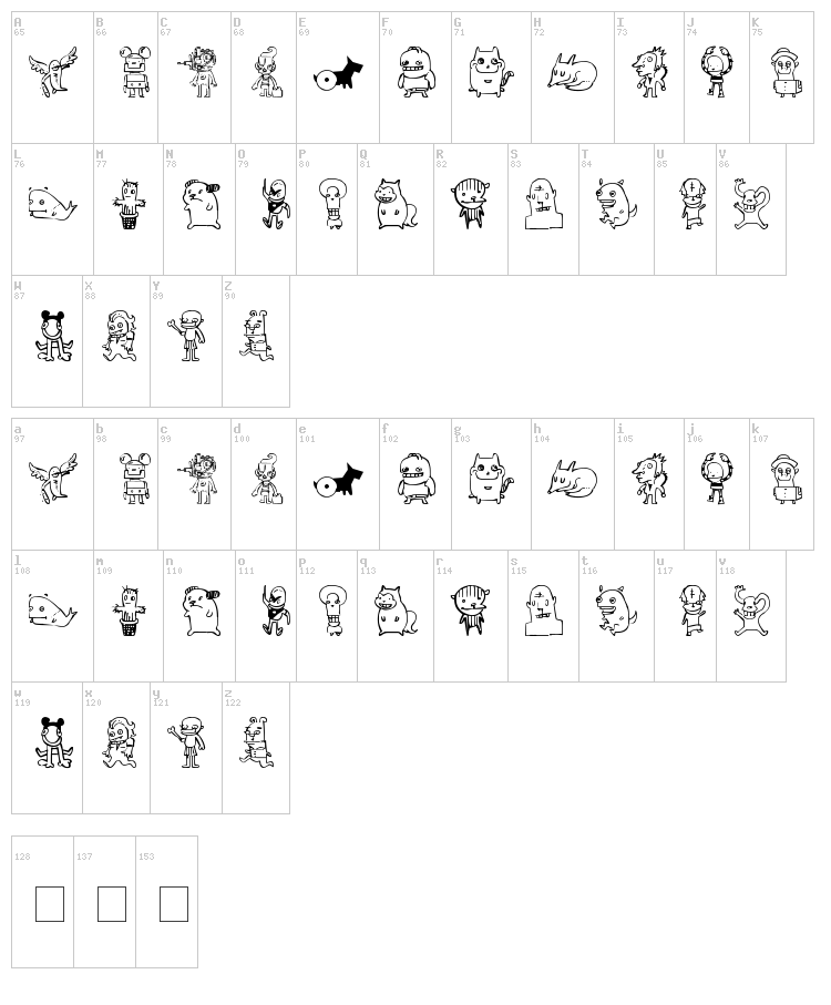 Monos Frekis font map