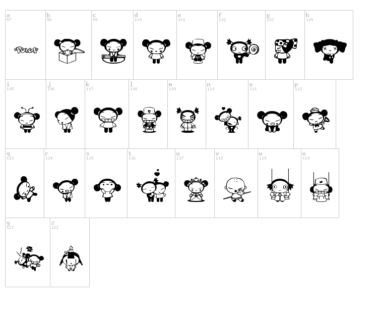 Pucca font map