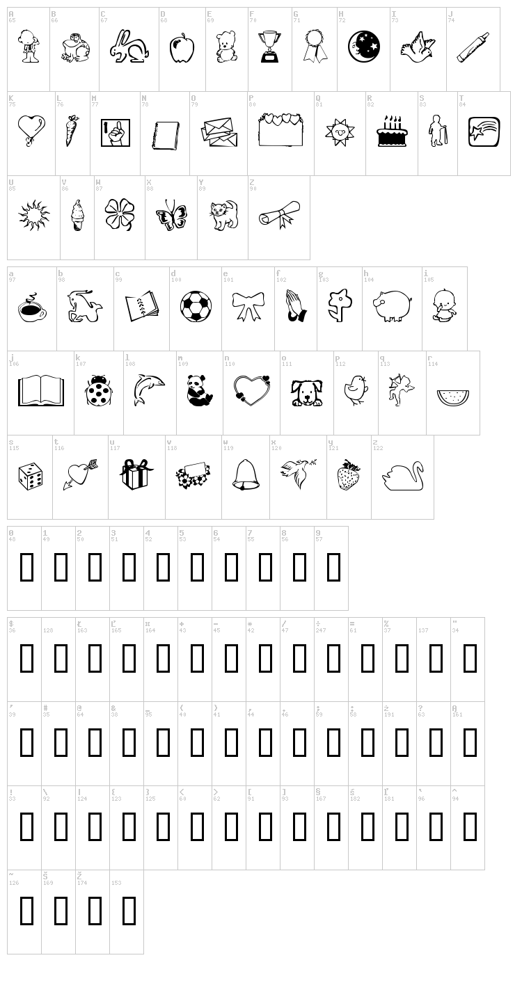 ScrapiCons font map
