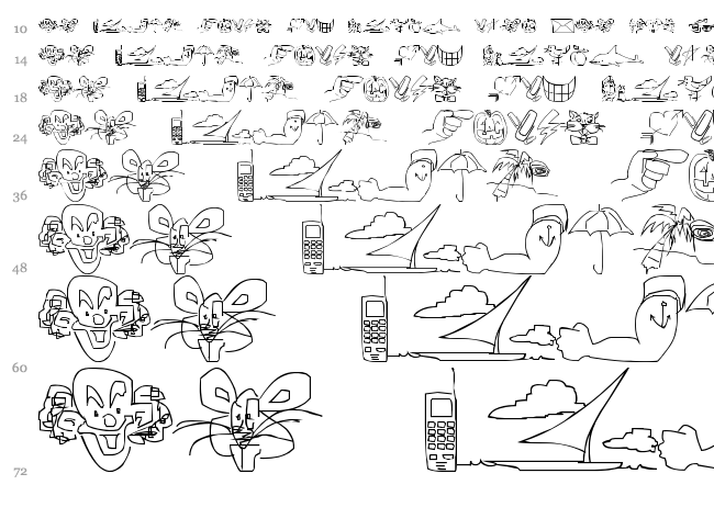 Screen Scrawls font waterfall