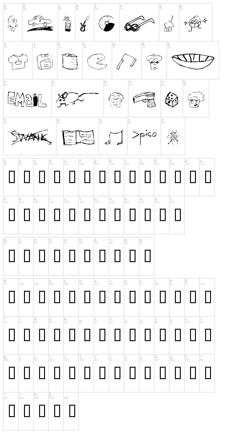 SuperMattBatz font map